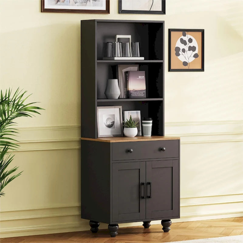 Armoire haute de rangement avec pieds en bois massif