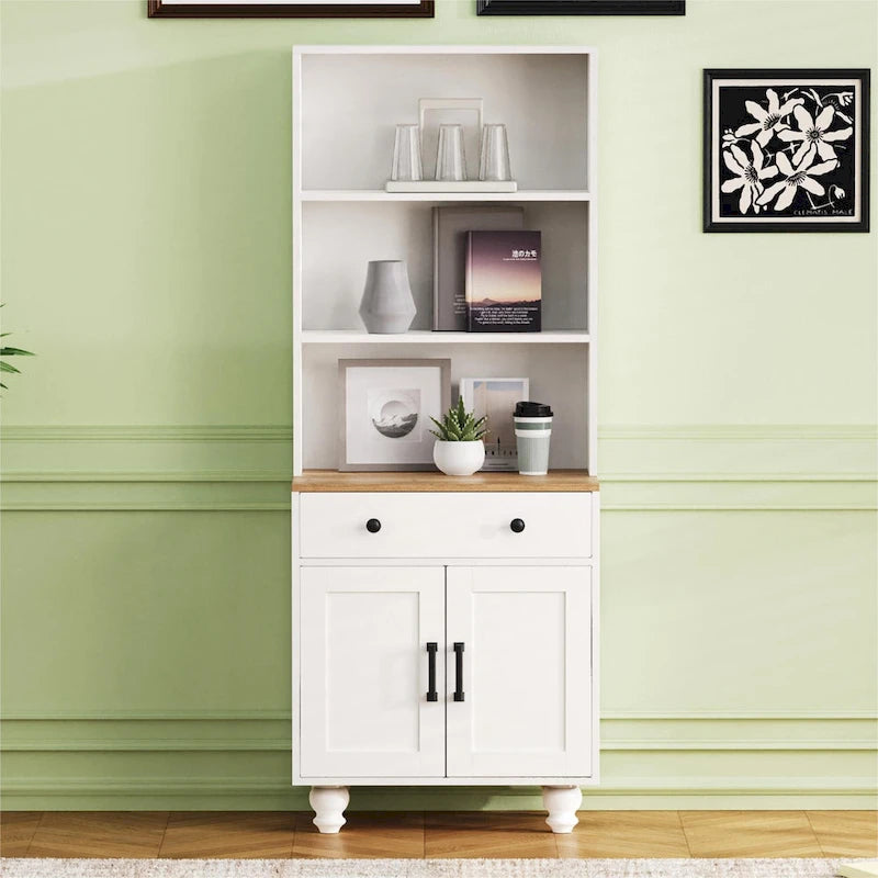 Farmhouse Storage Cabinet with 4 Solid Wood Gourd-Shaped Legs