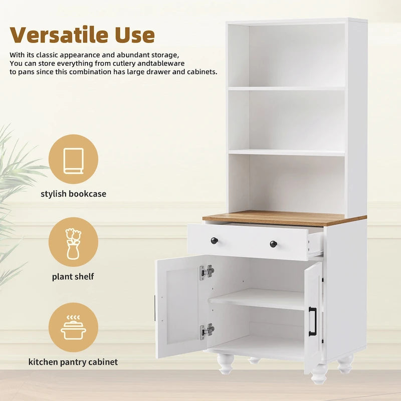 Farmhouse Storage Cabinet with 4 Solid Wood Gourd-Shaped Legs