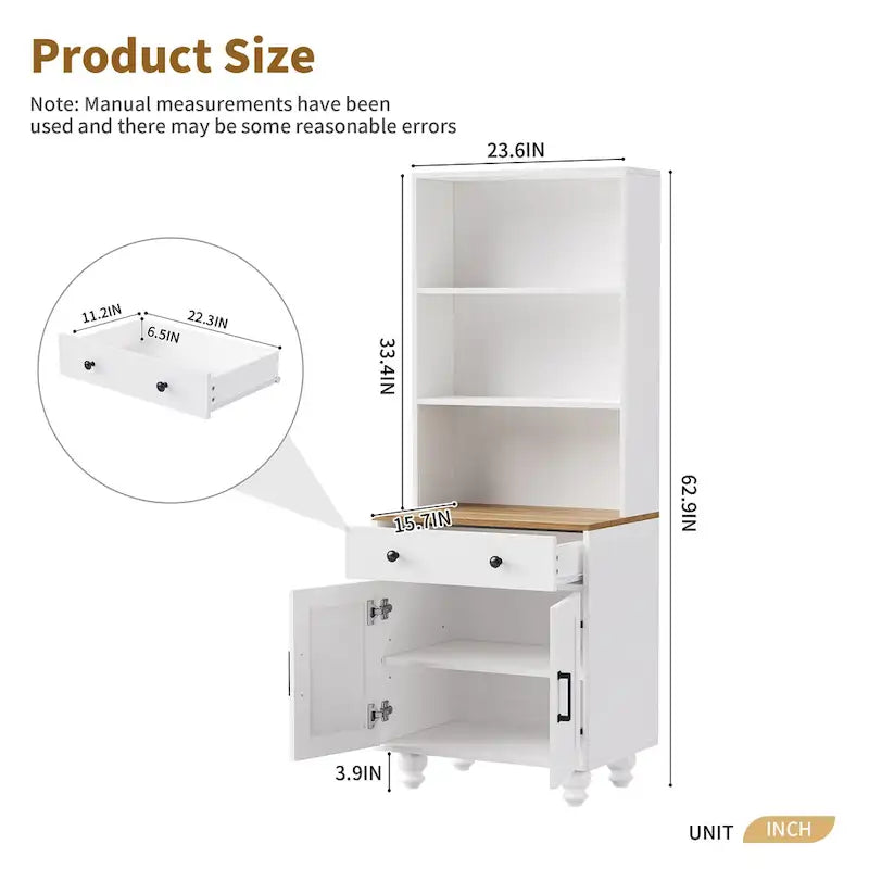Farmhouse Storage Cabinet with 4 Solid Wood Gourd-Shaped Legs