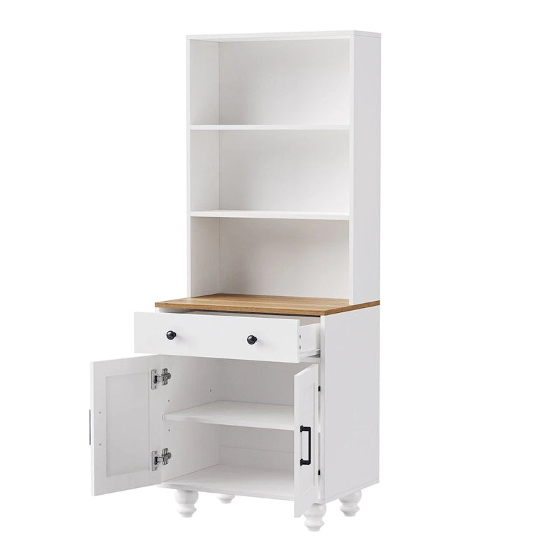 Farmhouse Storage Cabinet with 4 Solid Wood Gourd-Shaped Legs