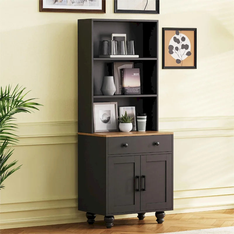 Farmhouse Storage Cabinet with 4 Solid Wood Gourd-Shaped Legs