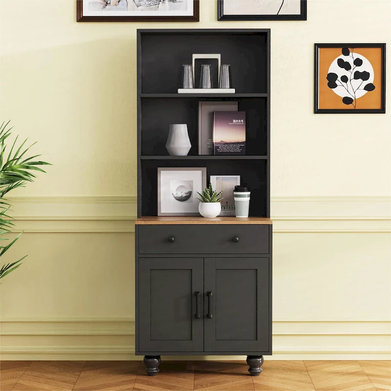 Farmhouse Storage Cabinet with 4 Solid Wood Gourd-Shaped Legs