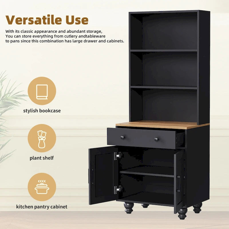 Farmhouse Storage Cabinet with 4 Solid Wood Gourd-Shaped Legs