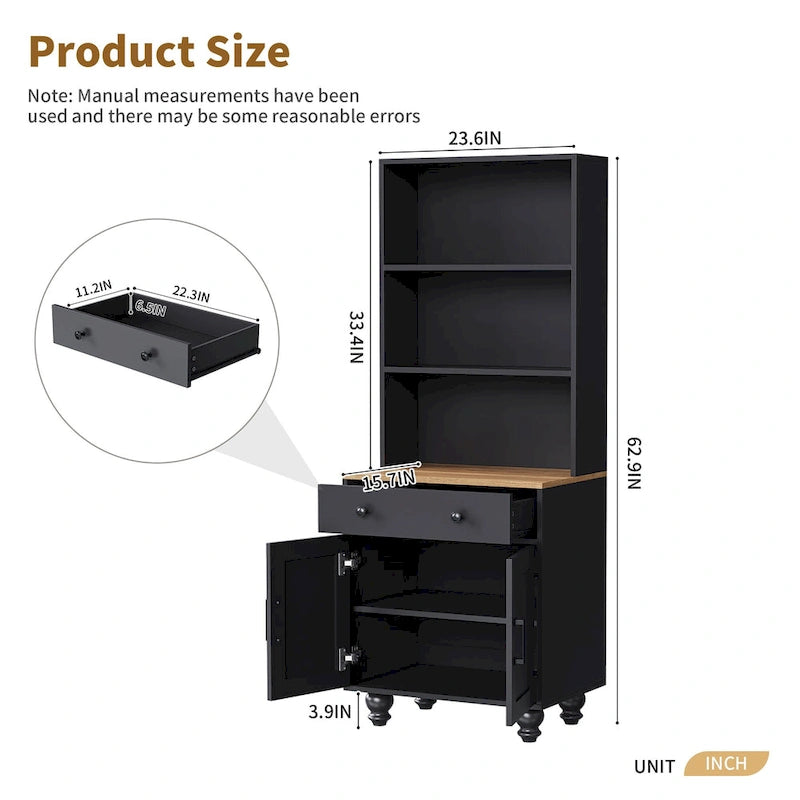 Farmhouse Storage Cabinet with 4 Solid Wood Gourd-Shaped Legs