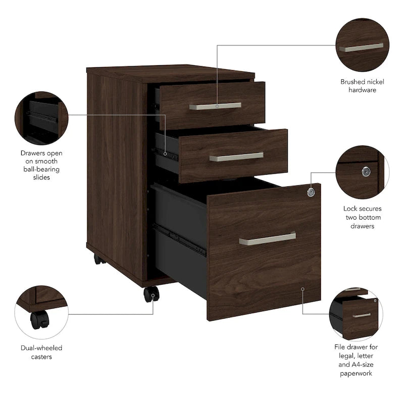Bush Business Furniture Vista 3 Drawer Mobile File Cabinet