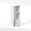 Furinno Luder 3-Tier Standing Shelf Bookcase with 1 Door Storage Cabinet,, White