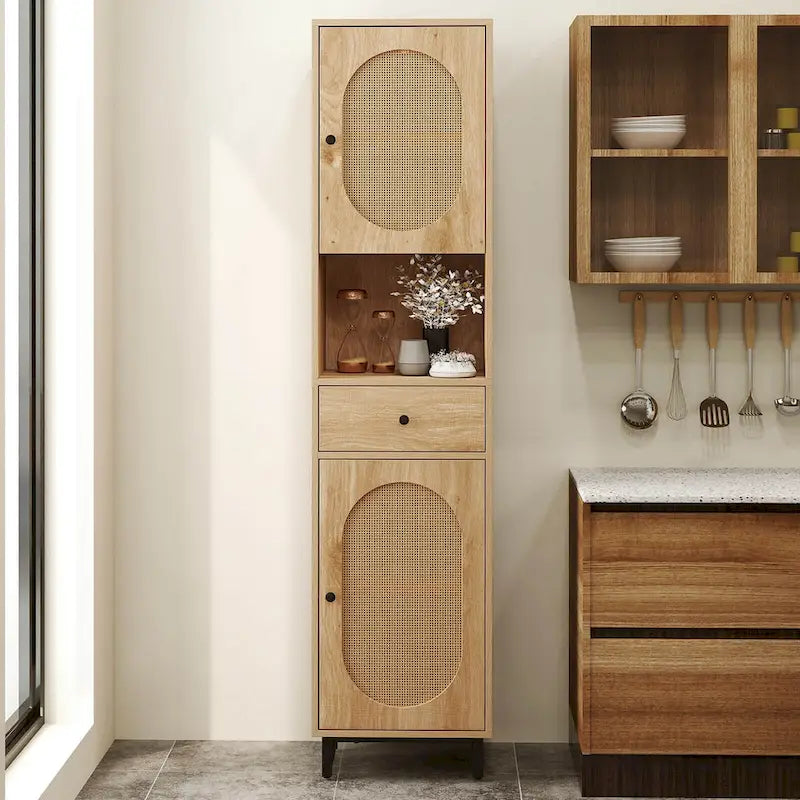Costway 67 Tall Bathroom Cabinet with 2 Doors Open Compartment & - See Details