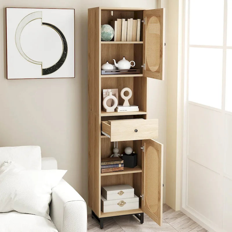 Costway 67 Tall Bathroom Cabinet with 2 Doors Open Compartment & - See Details