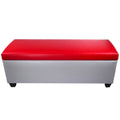 Mid Century Modern Grey Faux Leather Storage Bench Ottoman