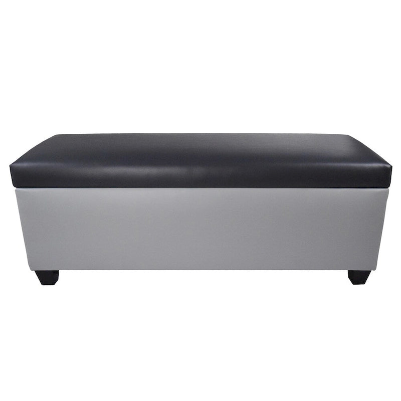 Mid Century Modern Grey Faux Leather Storage Bench Ottoman