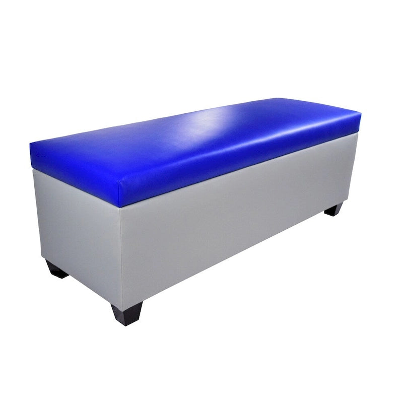 Mid Century Modern Grey Faux Leather Storage Bench Ottoman