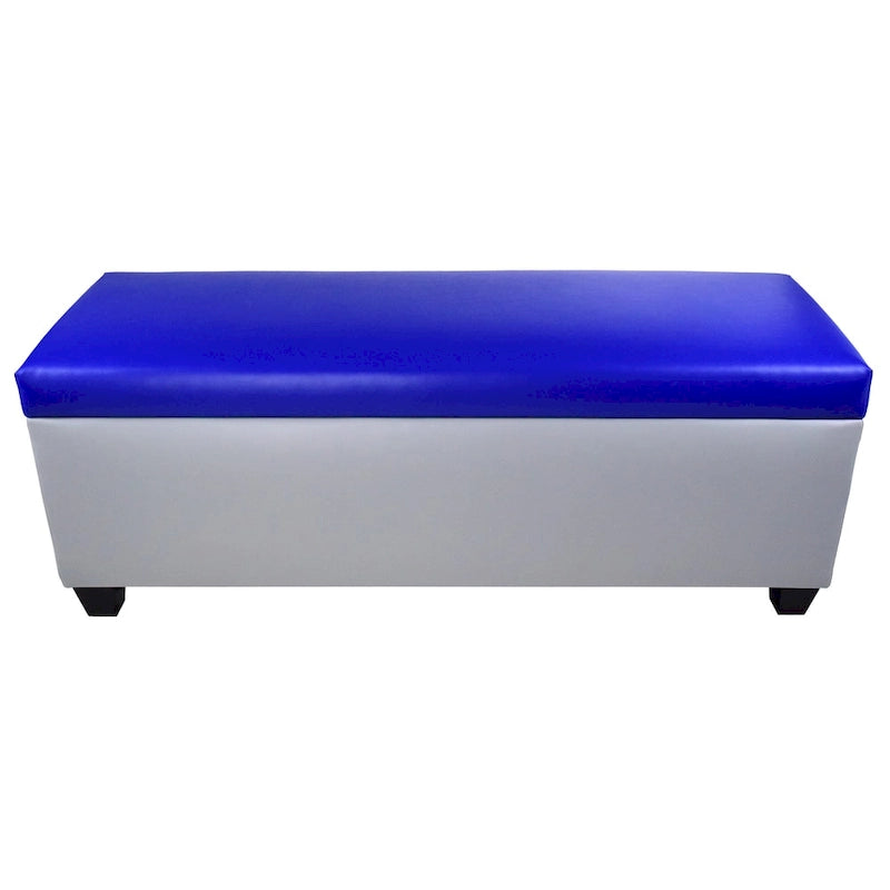 Mid Century Modern Grey Faux Leather Storage Bench Ottoman