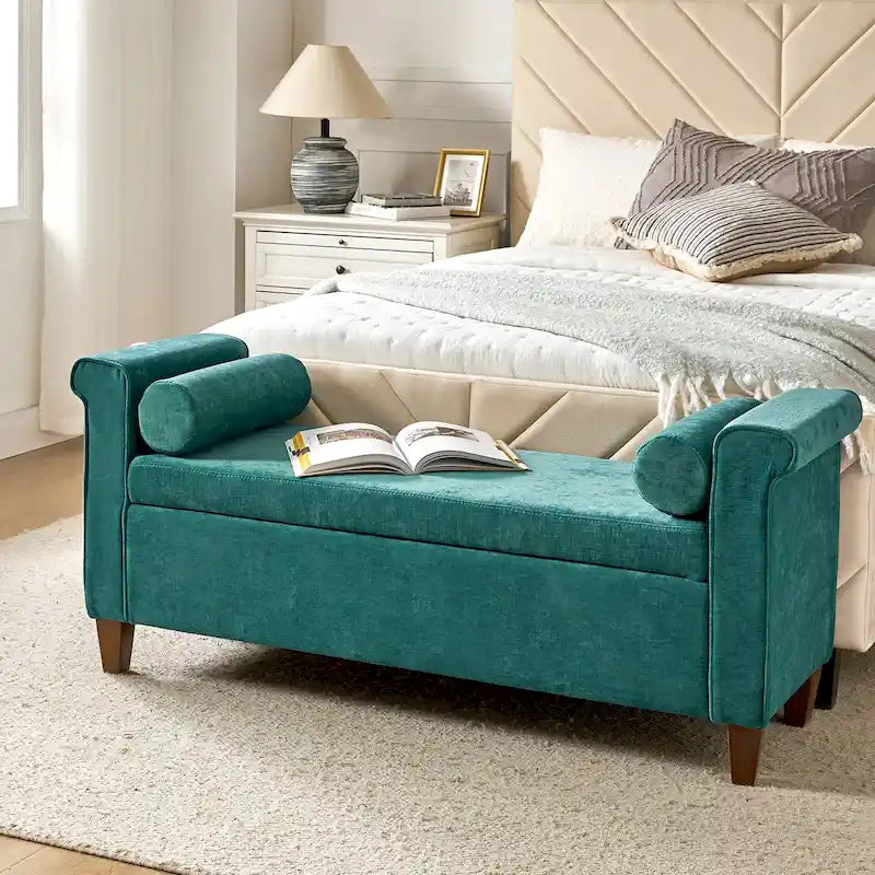 Rita 54.3 Wide Traditional Storage Bench with 2 Pillows by HULALA HOME