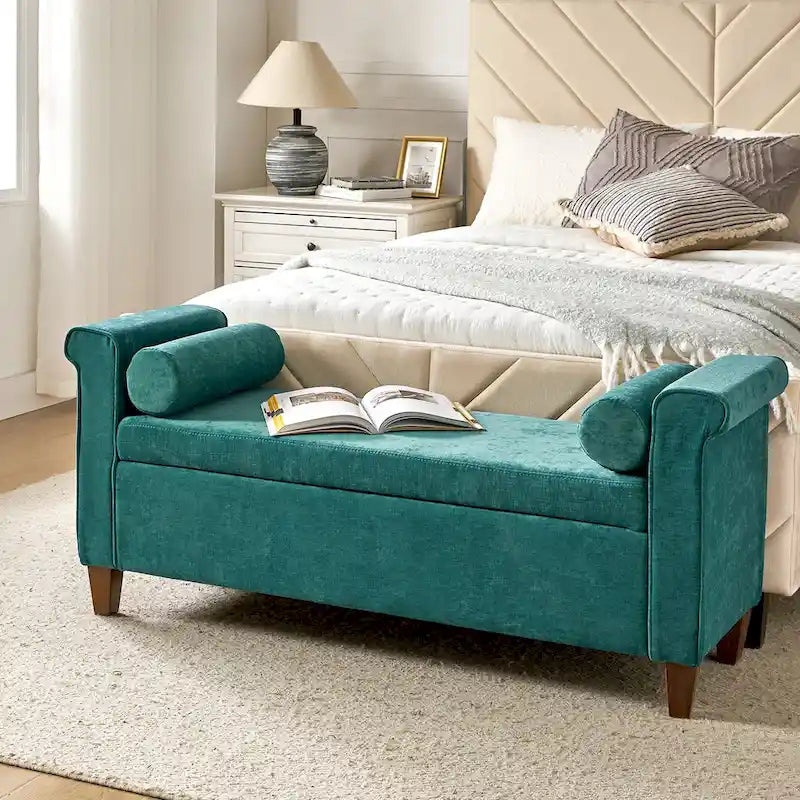 Rita 54.3 Wide Traditional Storage Bench with 2 Pillows by HULALA HOME