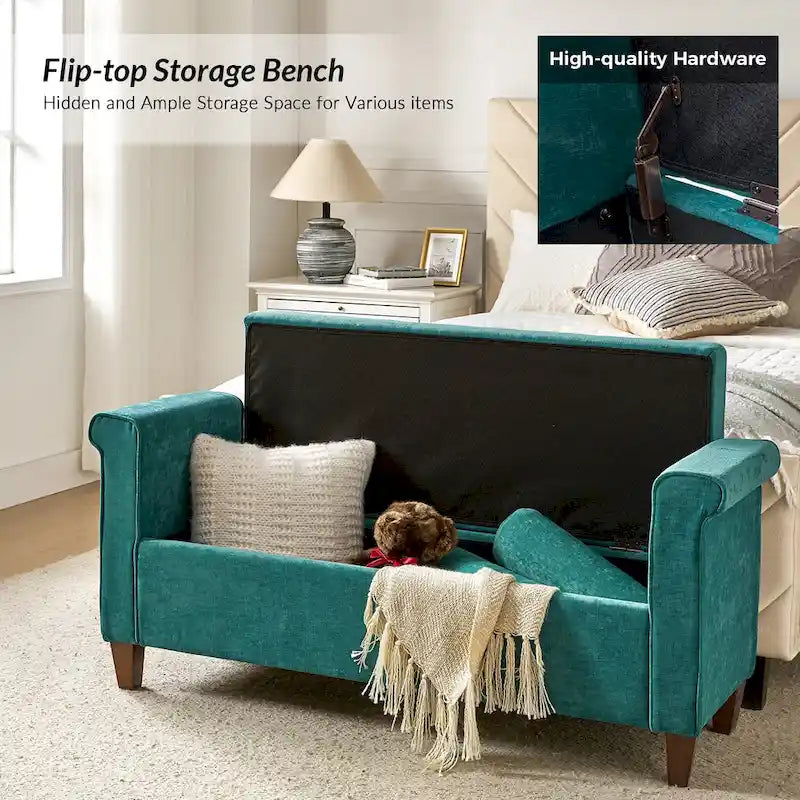 Rita 54.3 Wide Traditional Storage Bench with 2 Pillows by HULALA HOME