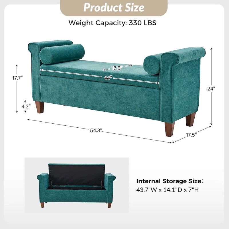 Rita 54.3 Wide Traditional Storage Bench with 2 Pillows by HULALA HOME
