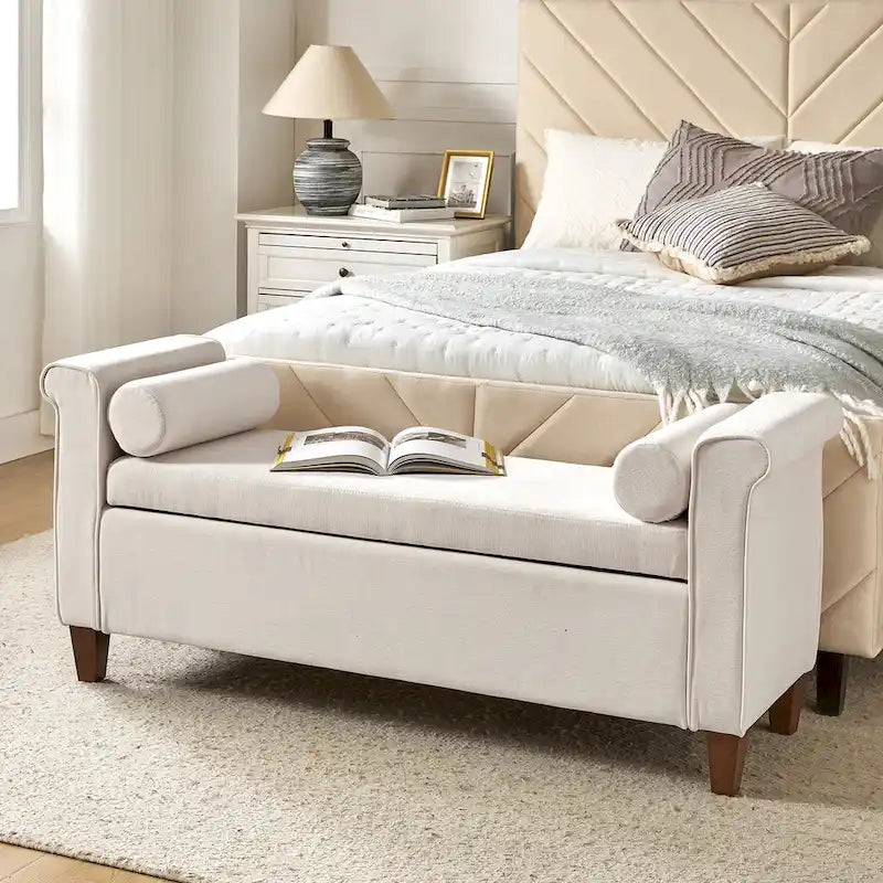 Rita 54.3 Wide Traditional Storage Bench with 2 Pillows by HULALA HOME