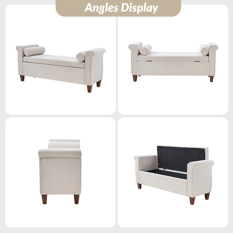 Rita 54.3 Wide Traditional Storage Bench with 2 Pillows by HULALA HOME