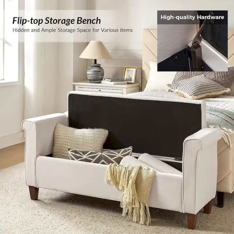 Rita 54.3 Wide Traditional Storage Bench with 2 Pillows by HULALA HOME