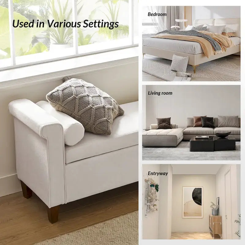 Rita 54.3 Wide Traditional Storage Bench with 2 Pillows by HULALA HOME