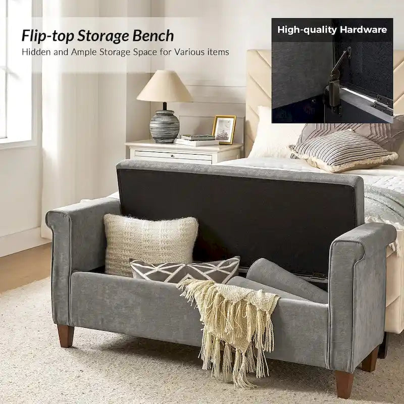 Rita 54.3 Wide Traditional Storage Bench with 2 Pillows by HULALA HOME