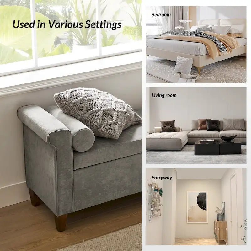 Rita 54.3 Wide Traditional Storage Bench with 2 Pillows by HULALA HOME