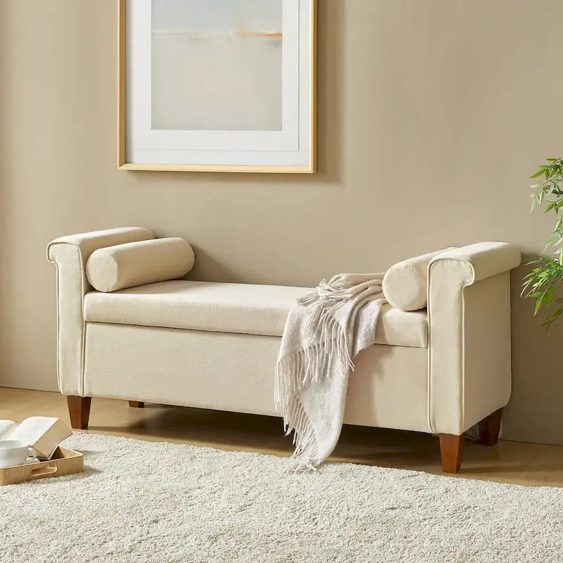 Rita 54.3 Wide Traditional Storage Bench with 2 Pillows by HULALA HOME