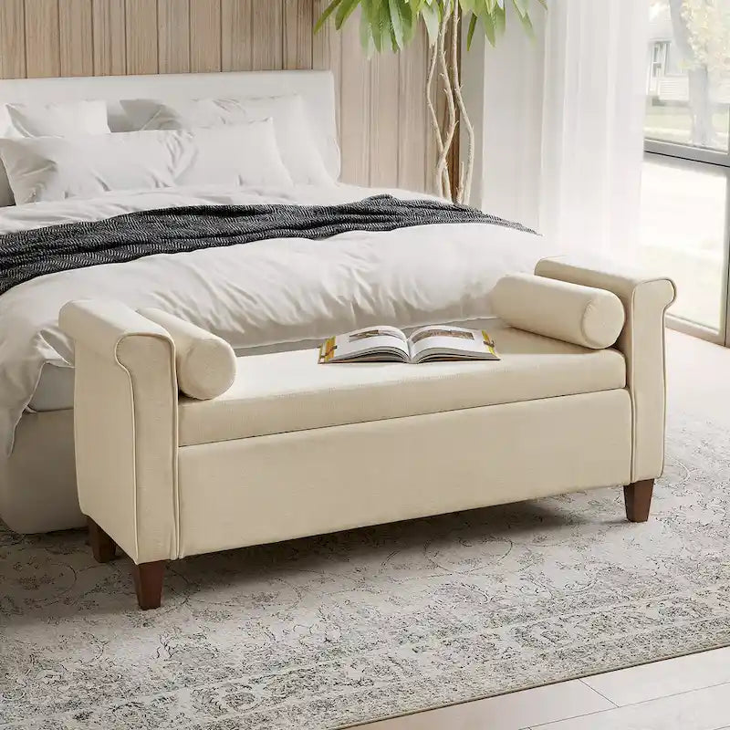 Rita 54.3 Wide Traditional Storage Bench with 2 Pillows by HULALA HOME