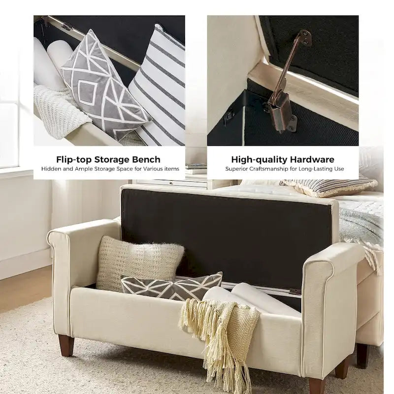 Rita 54.3 Wide Traditional Storage Bench with 2 Pillows by HULALA HOME