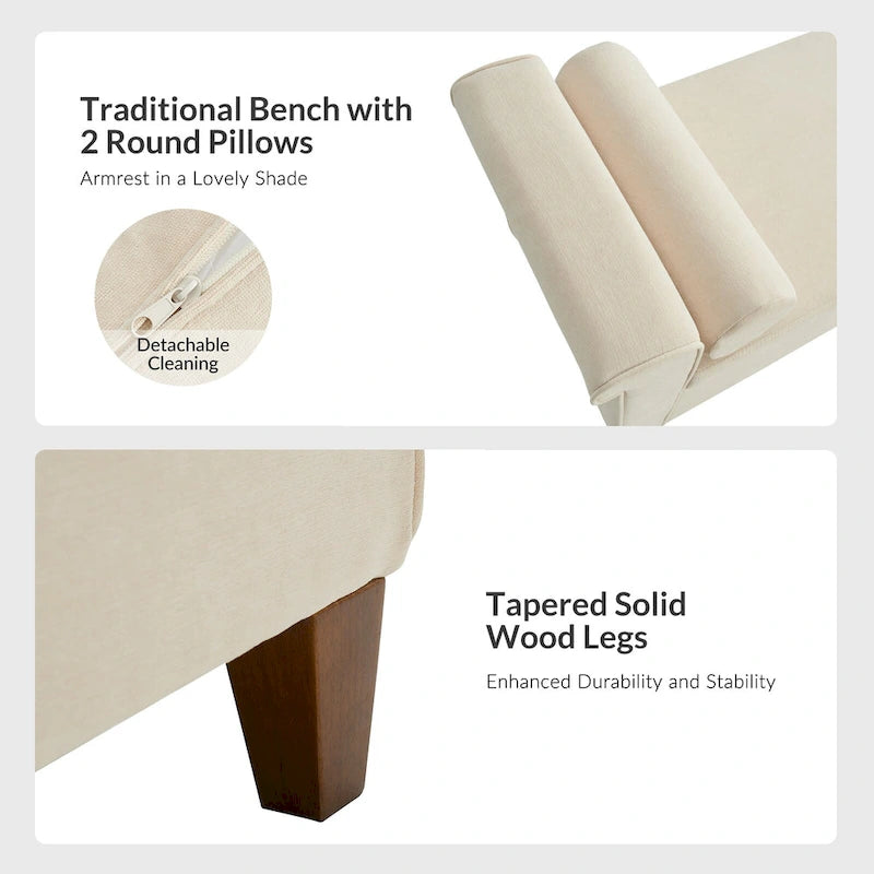 Rita 54.3 Wide Traditional Storage Bench with 2 Pillows by HULALA HOME