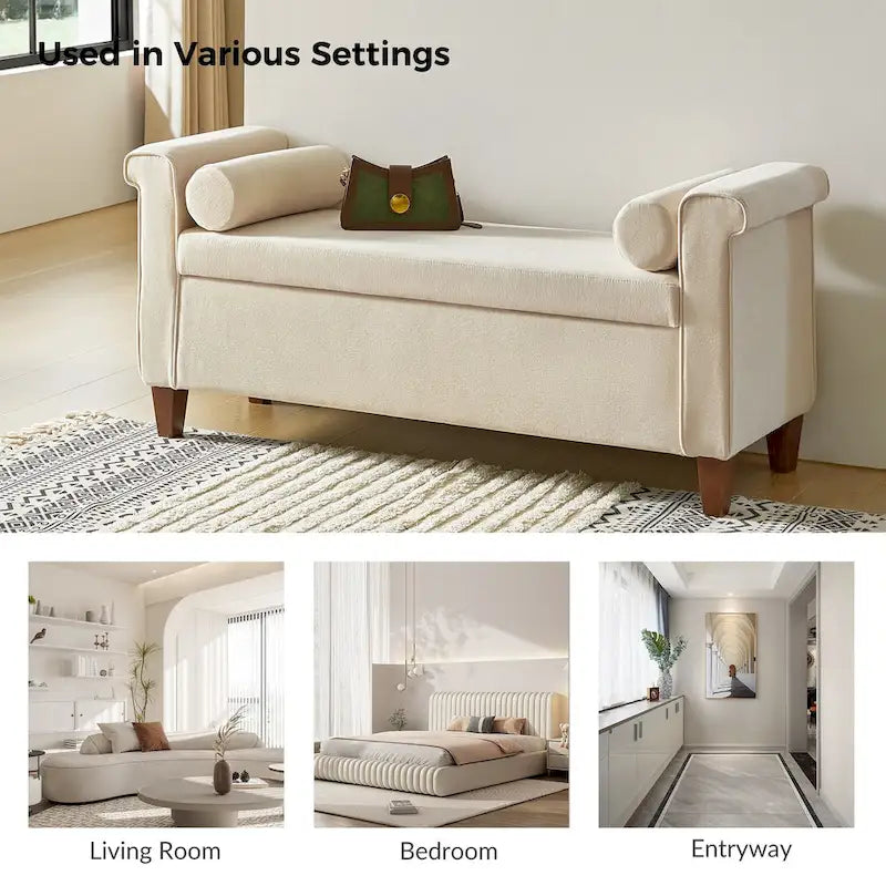 Rita 54.3 Wide Traditional Storage Bench with 2 Pillows by HULALA HOME