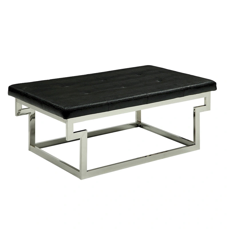 Jiva Contemporary Metal Upholstered Tufted Accent Bench by Furniture of America
