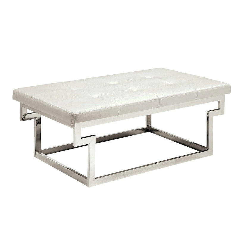 Jiva Contemporary Metal Upholstered Tufted Accent Bench by Furniture of America