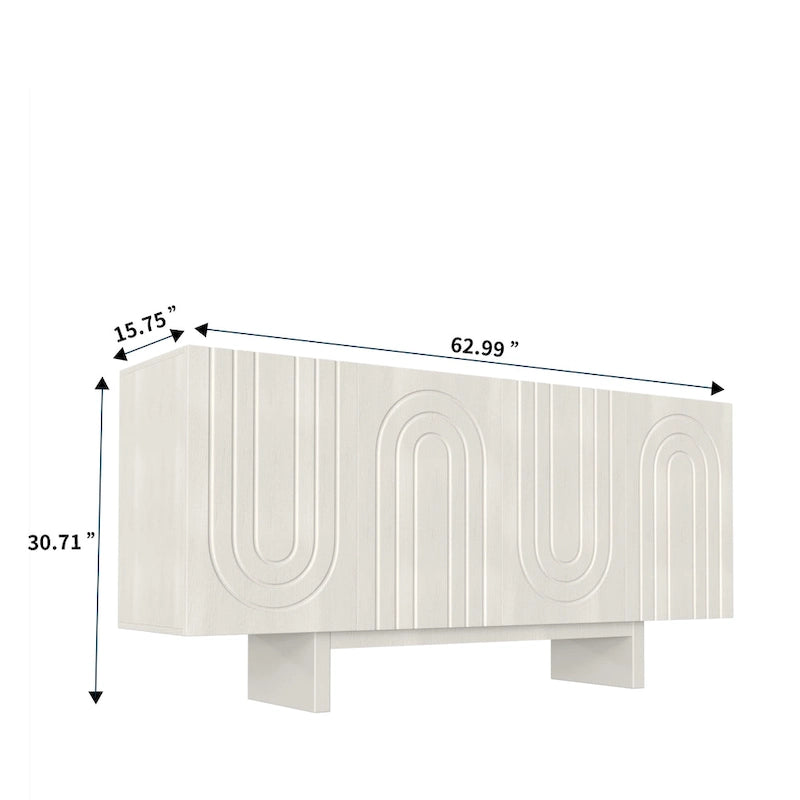 Clihome 63 Modern Buffet Accent Storage Cabinet with 4 Door