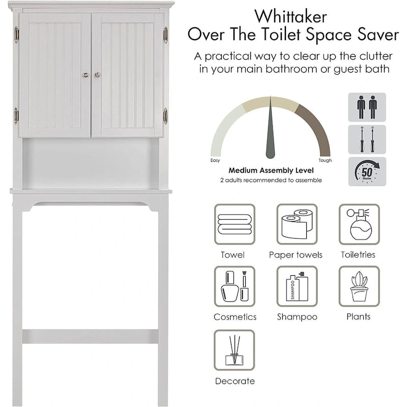 UTEX Bathroom Storage Over The Toilet, Bathroom Cabinet Organizer with Adjustable Shelves and Double Doors