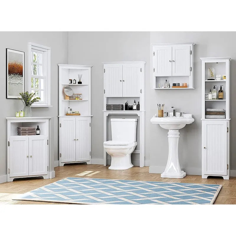 UTEX Bathroom Storage Over The Toilet, Bathroom Cabinet Organizer with Adjustable Shelves and Double Doors