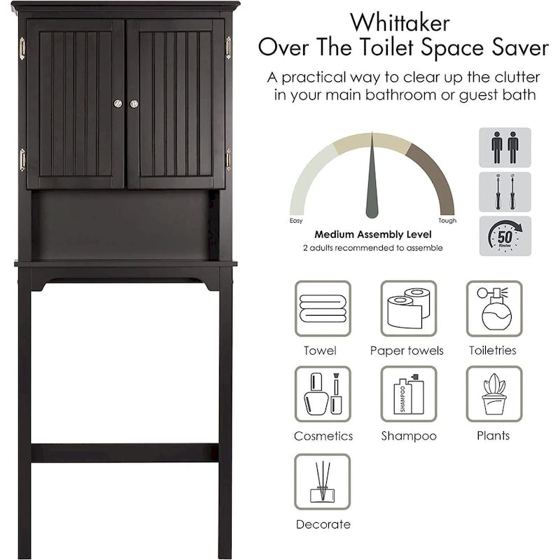 UTEX Bathroom Storage Over The Toilet, Bathroom Cabinet Organizer with Adjustable Shelves and Double Doors