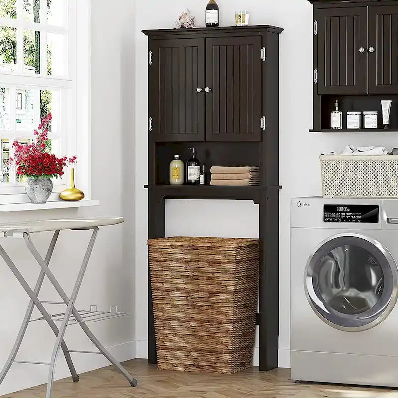 UTEX Bathroom Storage Over The Toilet, Bathroom Cabinet Organizer with Adjustable Shelves and Double Doors