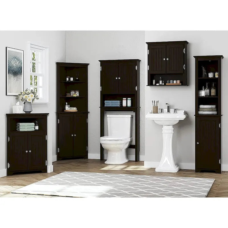 UTEX Bathroom Storage Over The Toilet, Bathroom Cabinet Organizer with Adjustable Shelves and Double Doors
