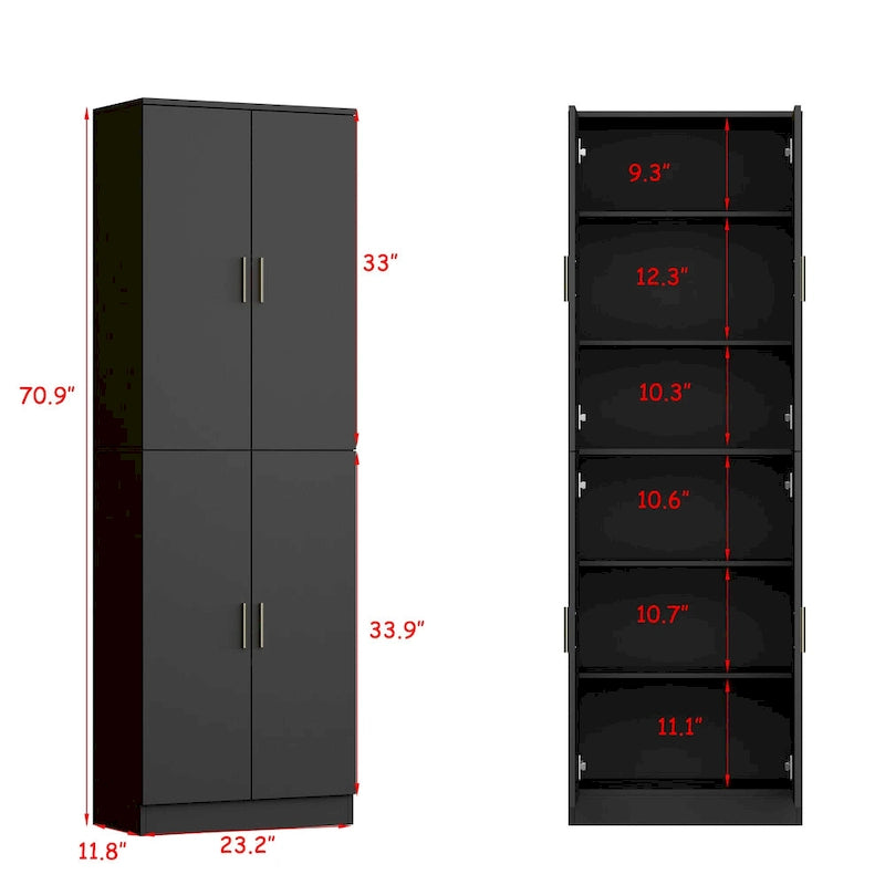 70.9H Buffet Storage Cabinet Adjustable Shelf
