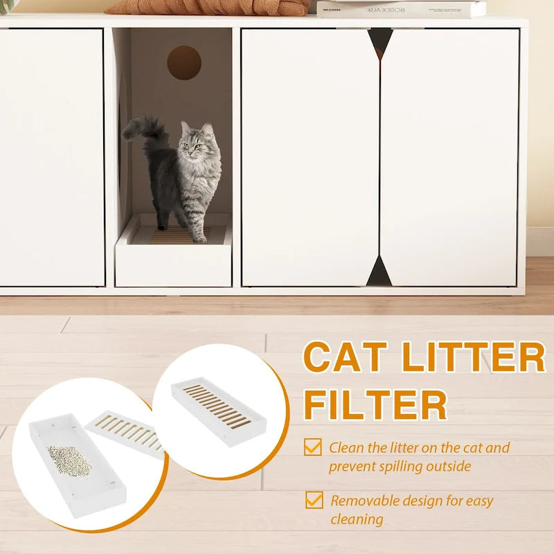Cat Litter Box Enclosure for 2 Cats, Cat Washroom Storage Cabinet