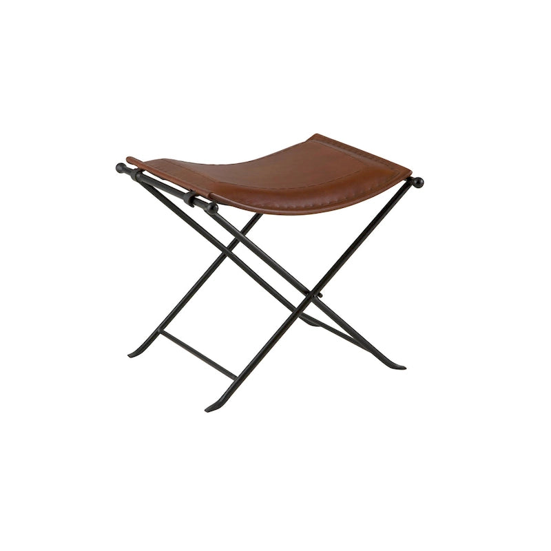 Silla Top Grain Leather Cinnamon Saddle Seat Accent Bench