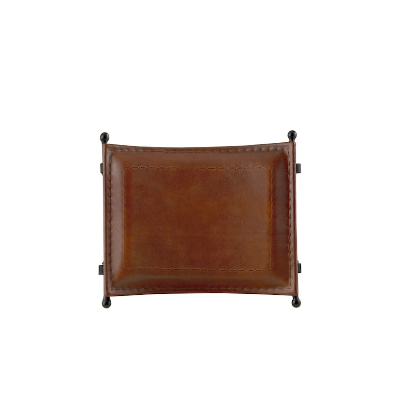 Silla Top Grain Leather Cinnamon Saddle Seat Accent Bench