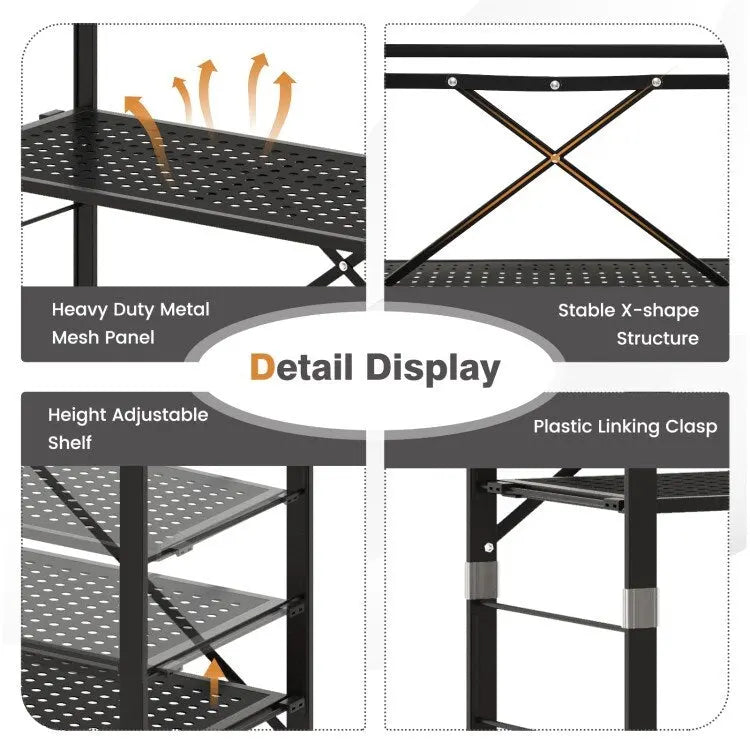 5-Tier Adjustable Shelves with Wheels for Garage Kitchen Balcony - 30 x 13.5 x 60