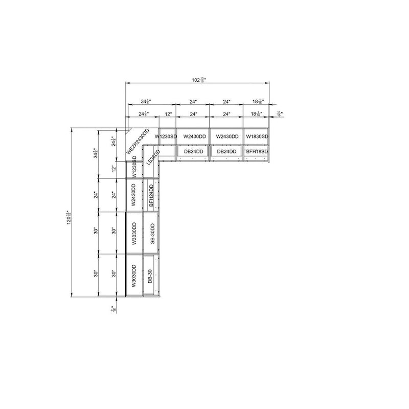 Kitchen Modern Collection White Matte Color Base Size 10x8,5Ft Wide - 102x120