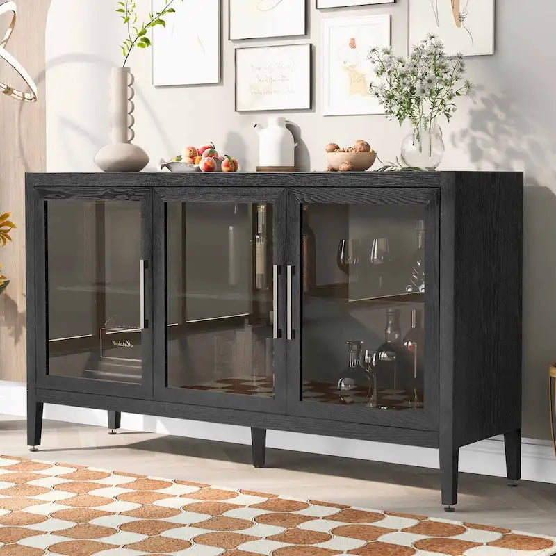 Meuble de rangement en bois de 147,8 cm avec portes et étagères réglables