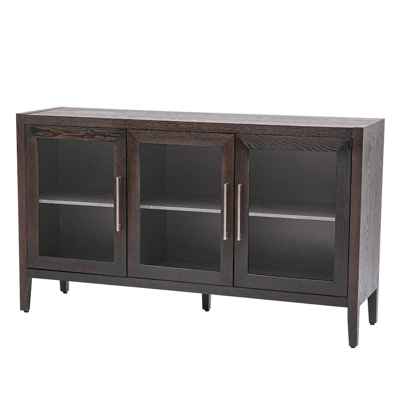 58.2 Wood Storage Cabinet with Doors and Adjustable Shelf - N/A