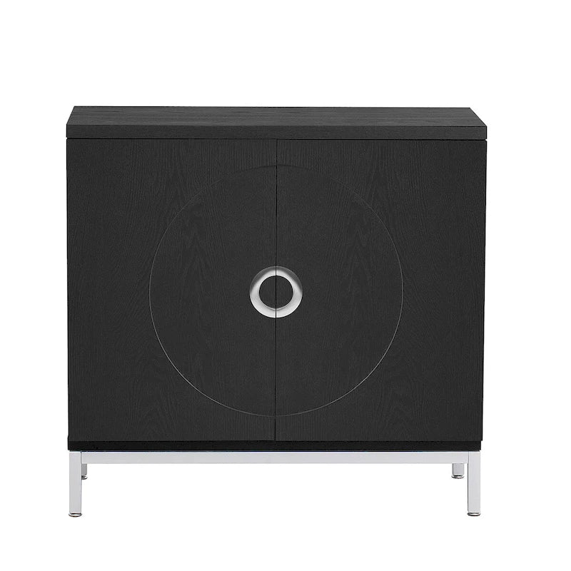 Meuble de rangement en placage bois massif avec piètement métallique - 34L x 15.5W x 31.9H