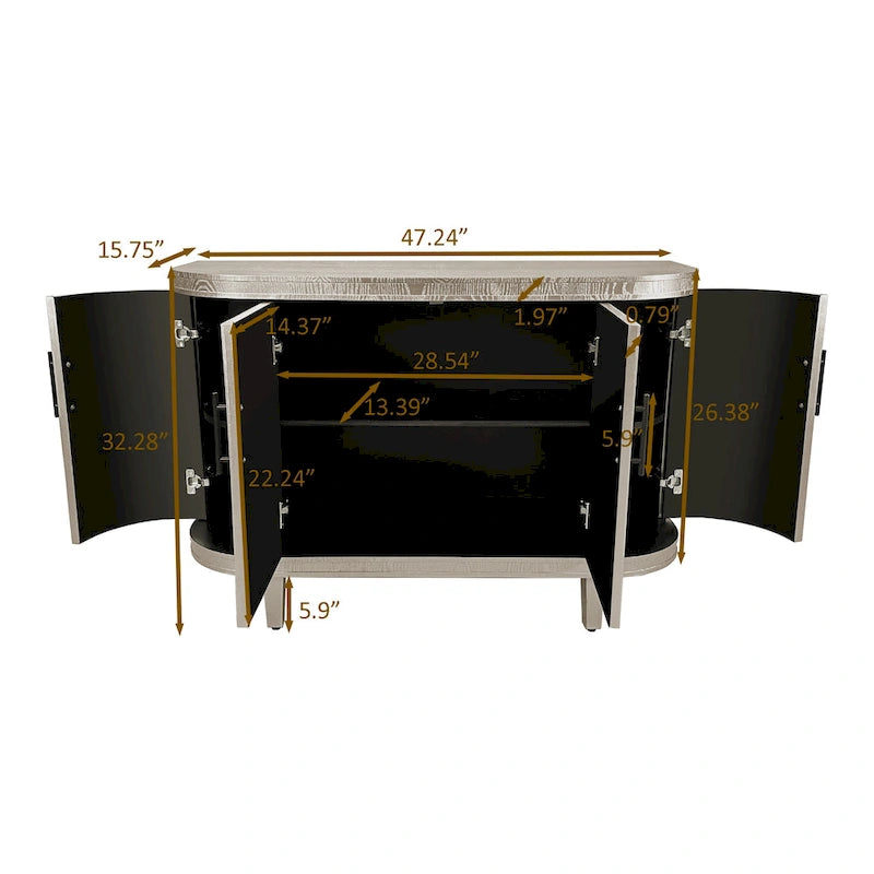 Curved Sideboard Storage Cabinet